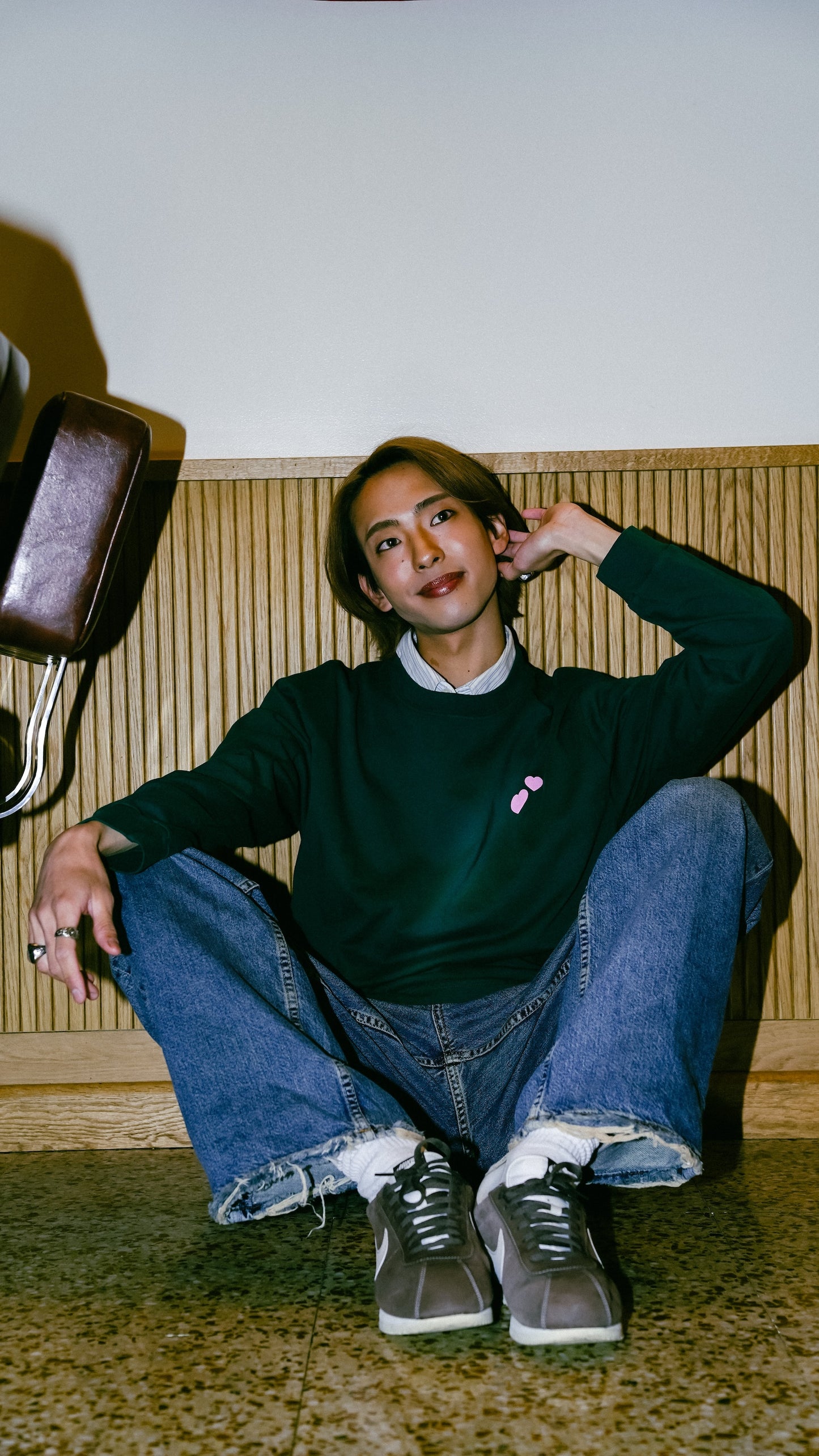 No Free Coffee Logo Long-Sleeve T-Shirt (Ivy)
