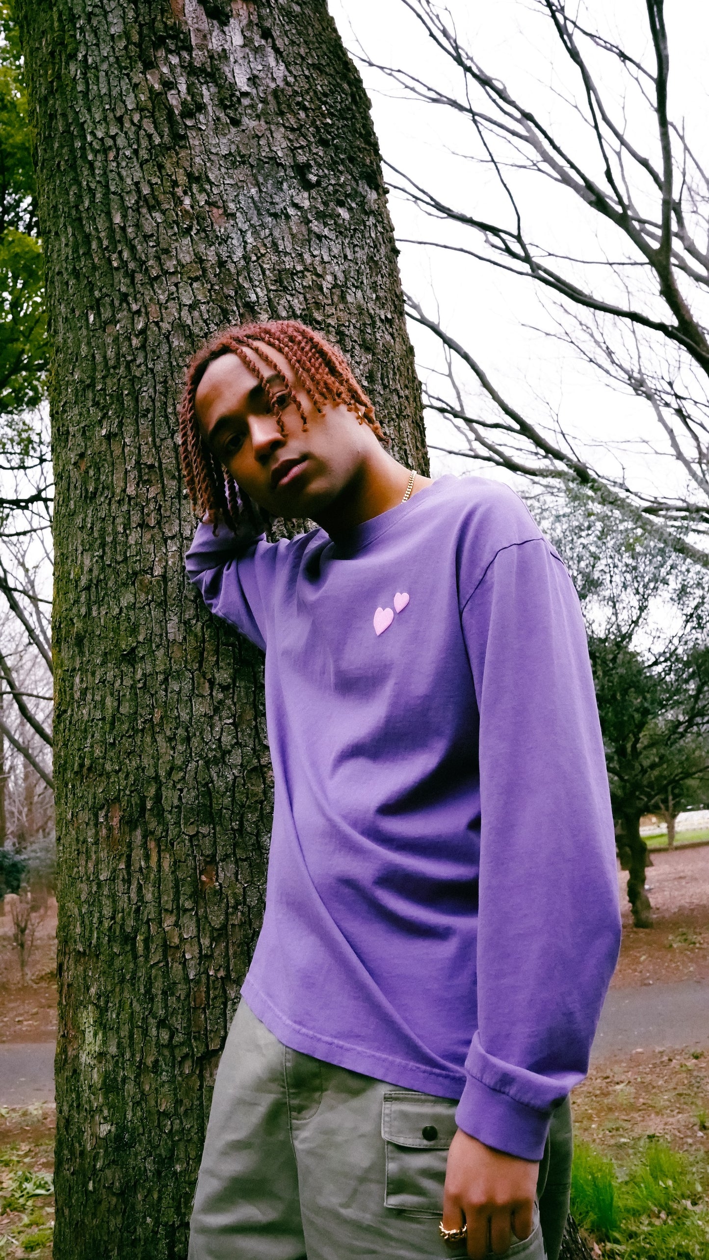 No Free Coffee Logo Long-Sleeve T-Shirt (Plum)