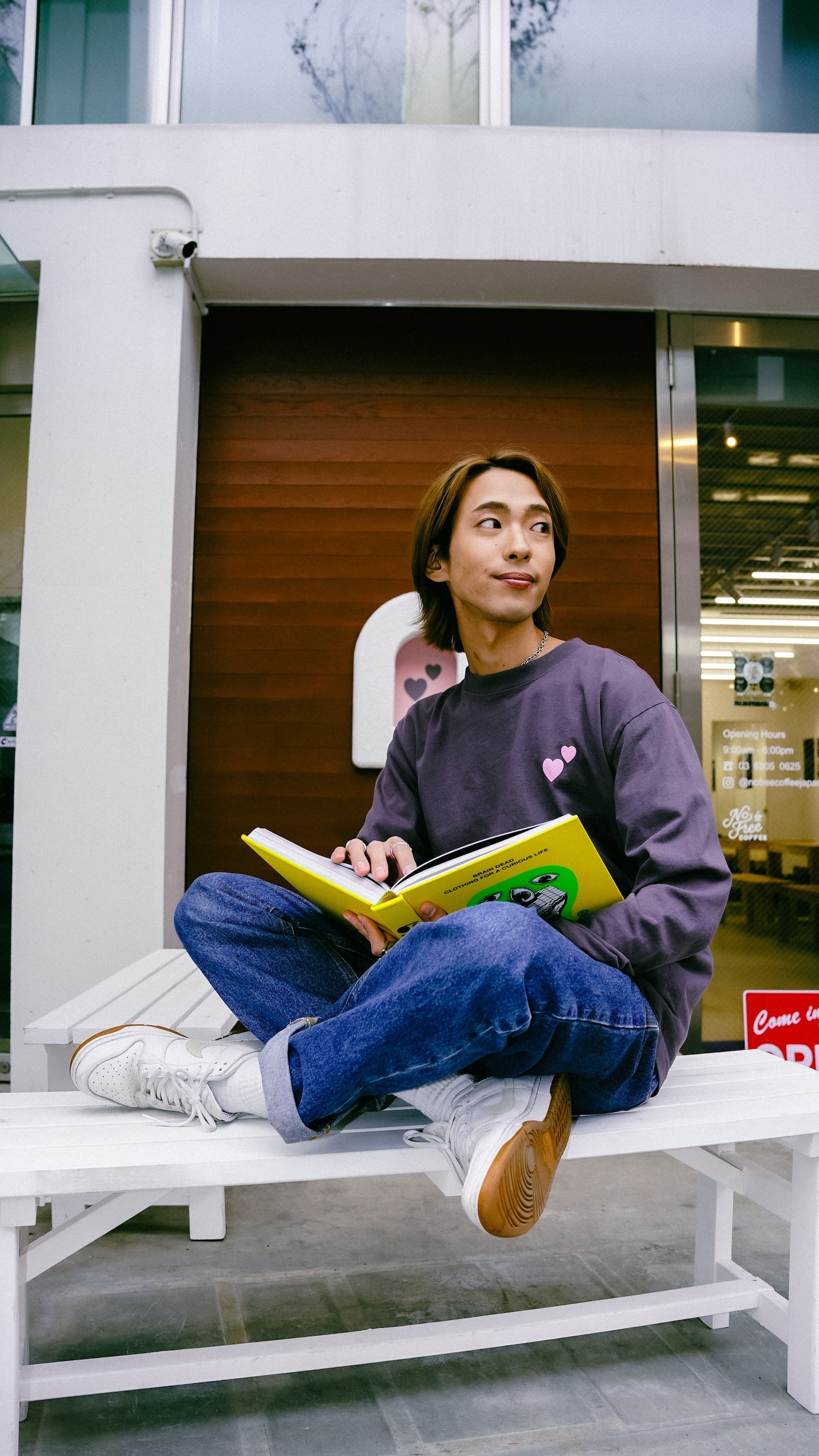 No Free Coffee Logo Long-Sleeve T-Shirt (Vintage Black)