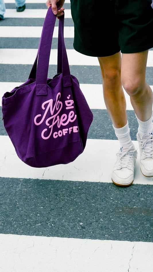 No Free Coffee Essential Tote Bag (Plum)